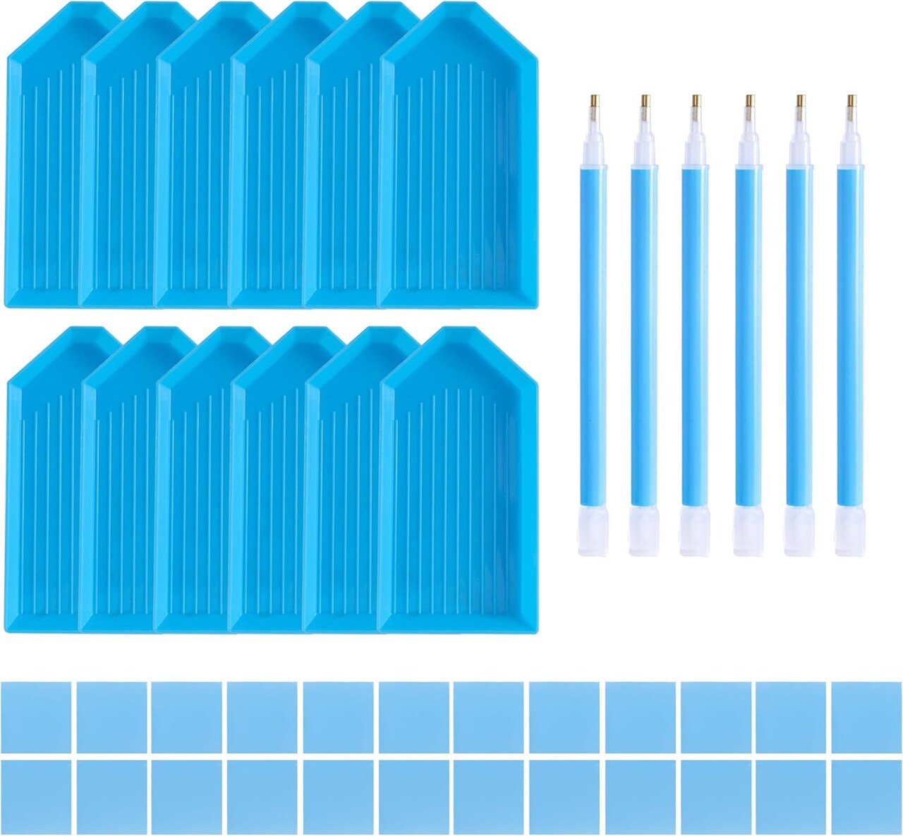 42PCS Diamond Art Kit with Pens, Clay & Trays – Blue, 4x6x1 in